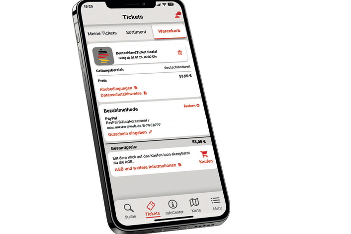 DeutschlandTicket Sozial im Warenkorb der App